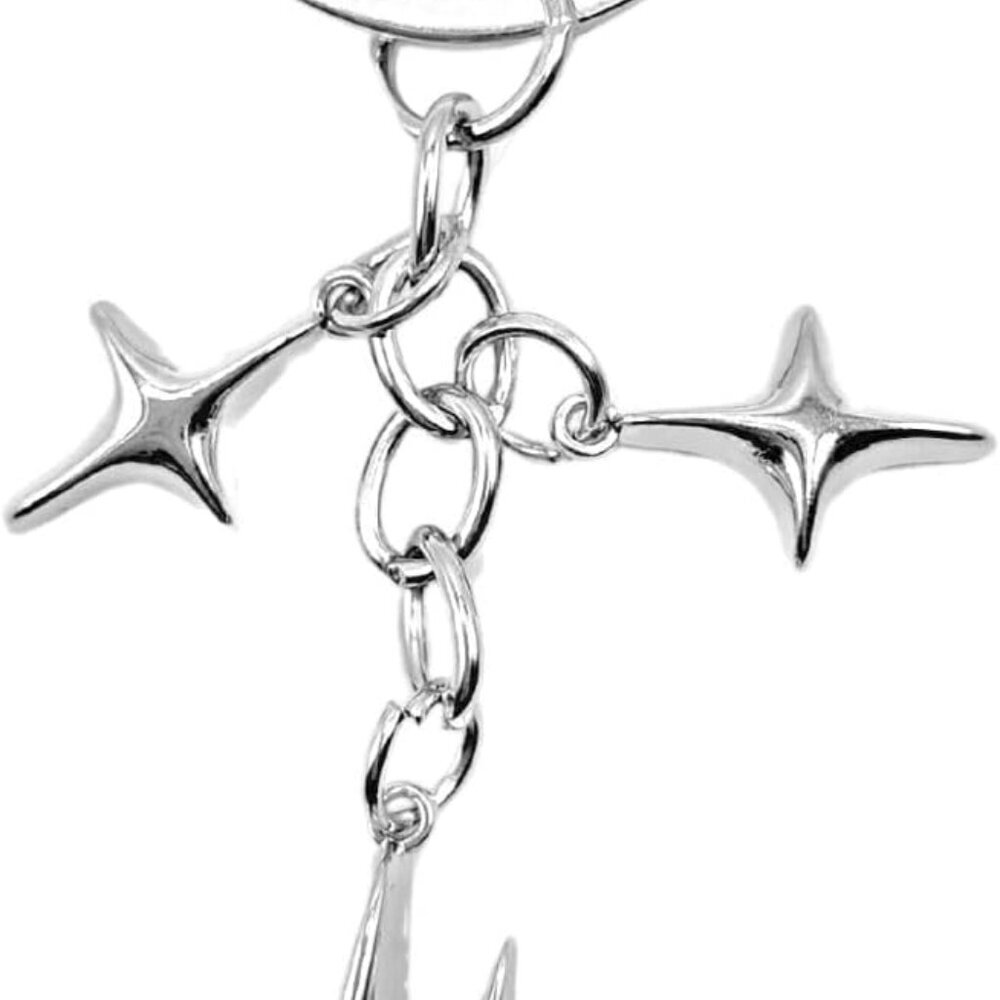 Cute Star Moon Keychain Aesthetic Accessories Stainless Steel Key Ring Purse Han